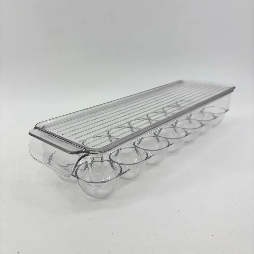 Egg Plastic Container Holder Refrigerator Holds 14 Clear Storage